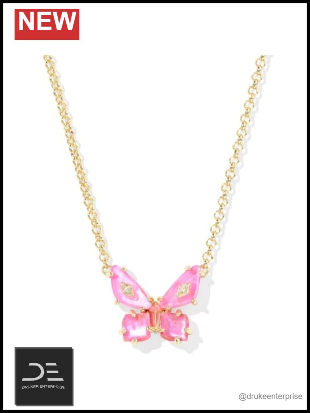 Kendra Scott Bianca Butterfly Short Pendant Necklace Gold Plated Brass